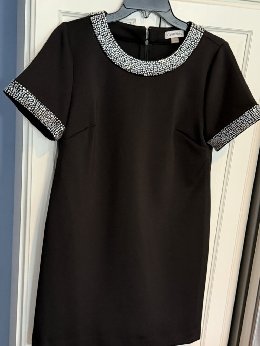 Calvin Klein Black Cocktail Dress with Silver Sequins - Size 12P